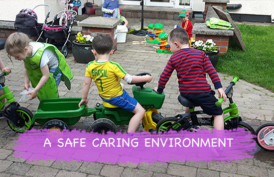 children on caterpillar